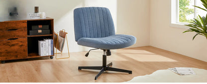 Criss-Cross Leg Office Chair – Armless Wide Seat, Height Adjustable Swivel for Home or Desk