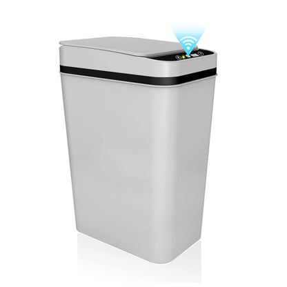 Touchless Motion Sensor Bathroom Trash Can with Lid – Slim Automatic Smart Garbage Bin for Bedroom, Office & Living Room