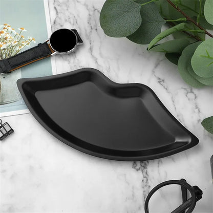 Stainless Steel Lip Shaped Jewelry Tray – Decorative Cosmetic Organizer & Metal Storage Dish