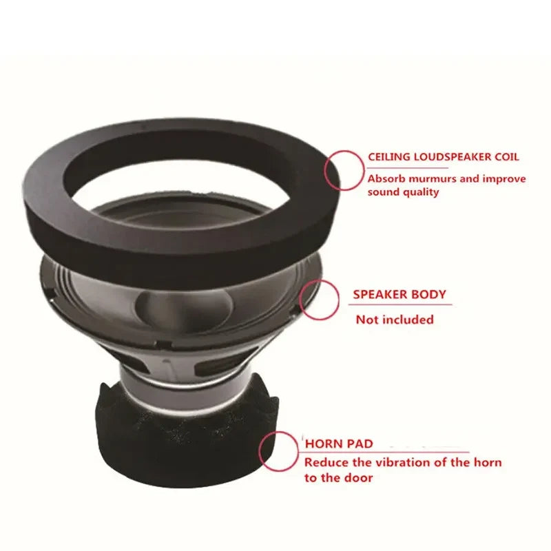 4PCS Car Speaker Sound Insulation Rings - Cotton Bass Door Trim, Soundproof Foam for 4/5/6.5 Inch Speakers, Universal Auto Interior Accessory