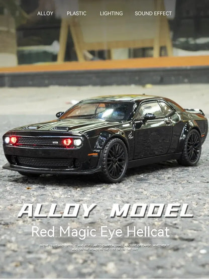 Dodge Challenger Hellcat 1:32 Scale Die-Cast Toy Car – Pull Back Model with Sound and Light Features