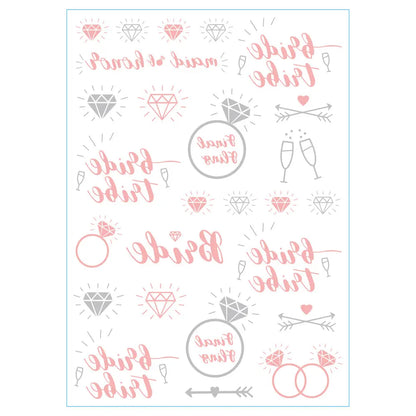 Waterproof Gold Foil Temporary Tattoo Stickers – Crown & Ring Bridal Party Body Art Decals