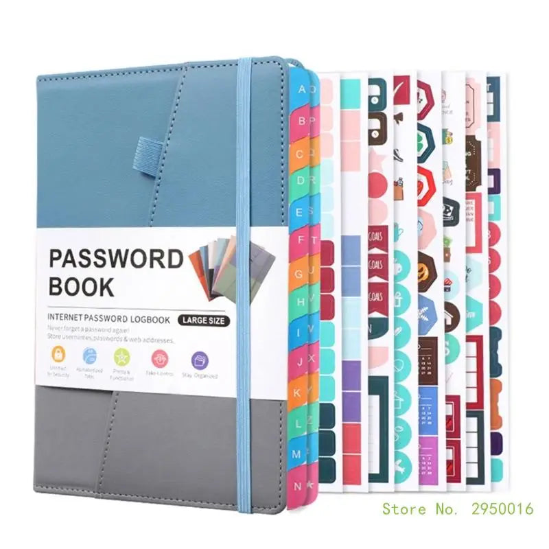 A5 PU Hardcover Password Book with Alphabetical Tabs – Password Keeper Notebook for Internet Login Storage