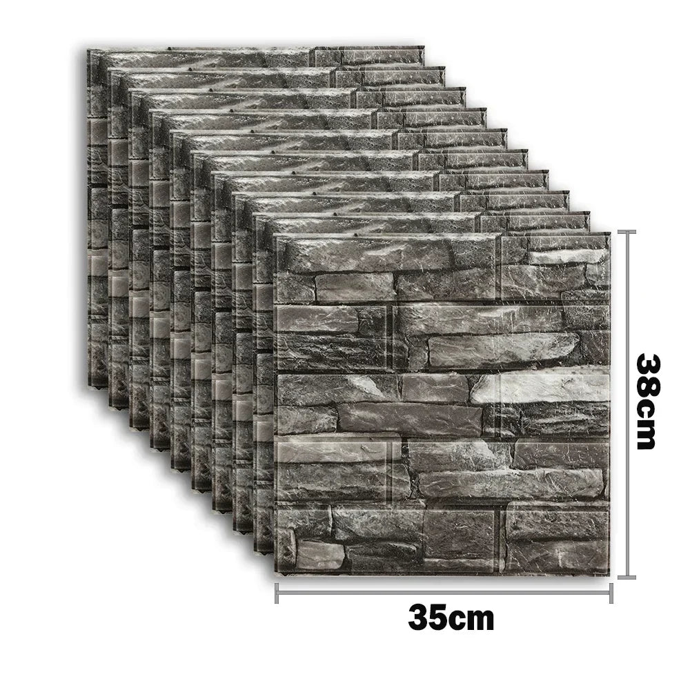10pcs 3D Foam Wall Stickers – Self-Adhesive Waterproof Peel-and-Stick Brick Wallpaper for Interior Decoration