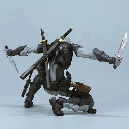 AMAZING YAMAGUCHI Deadpool & Wolverine 2.0 Action Figure – Grey Mutants Joint Movable KAIYODO Model Toy for Kids & Collectors