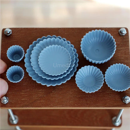 8PCS 1:6 Miniature Dollhouse Tableware Set – Mini Bowls & Plates for Blythe & BJD Dolls