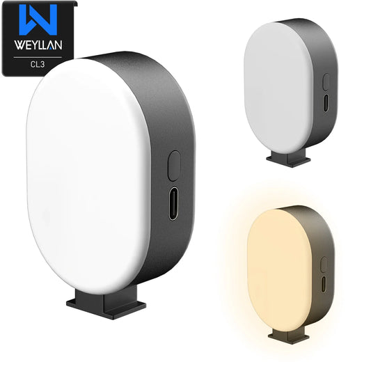 WEYLLAN Mini LED Camera Light – Portable Rechargeable Selfie Light with Cold Shoe Mount & 3 Adjustable Modes