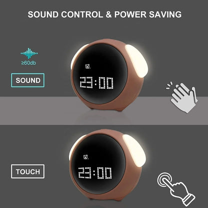 Cute Cartoon Digital Alarm Clock for Kids – Emotion Table Clock with Light for Bedroom & Desktop