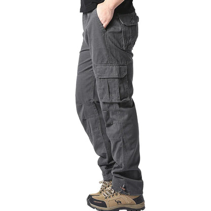 Men's Large Pocket Loose Overalls — Outdoor Sports & Tactical Jogging Pants with Elastic Waist, Pure Cotton Casual Workwear