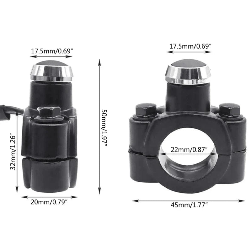 Universal 7/8" Motorcycle Handlebar Switch – Aluminum Alloy Horn, Headlight & Strobe Button
