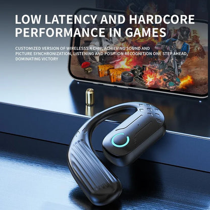 Open Wireless Bluetooth 5.4 Headset – 180° Rotatable Adjustable Ear-Hook Earphone with Mic for Sport, Business & Music