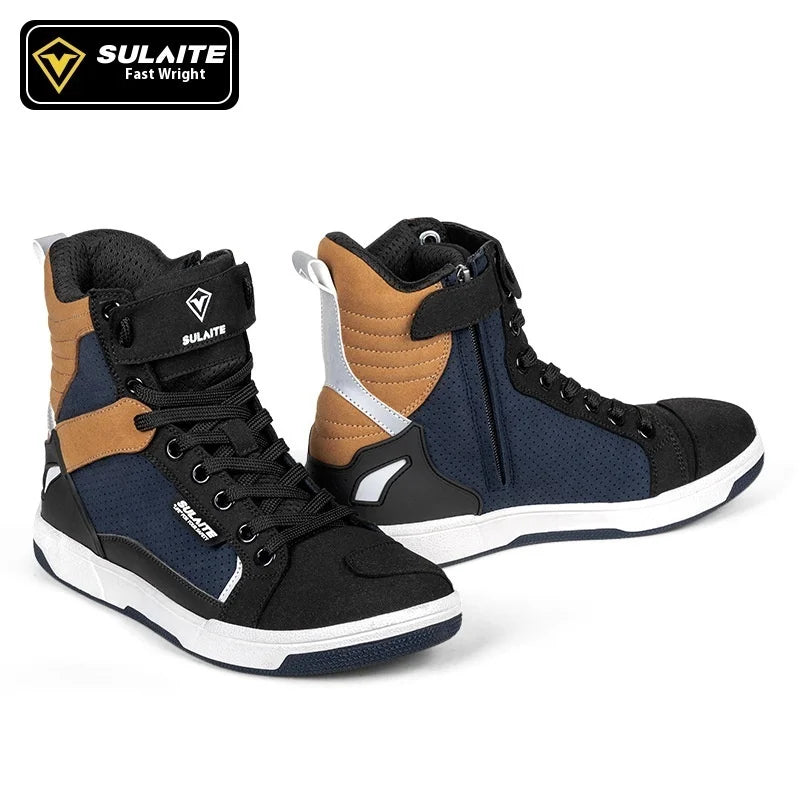 Motorcycle Riding Shoes - Breathable High-Cut, Anti-Fall, Anti-Slip Knight Boots, Parkour Shoes, All-Season Casual Motorcycle Boots