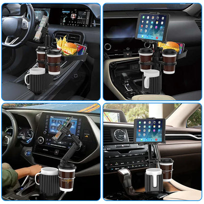 5 in 1 Car Tablet Stand Cup Holder Expander - Multifunctional Adjustable Bracket for Drinking Bottle and Mobile Phone