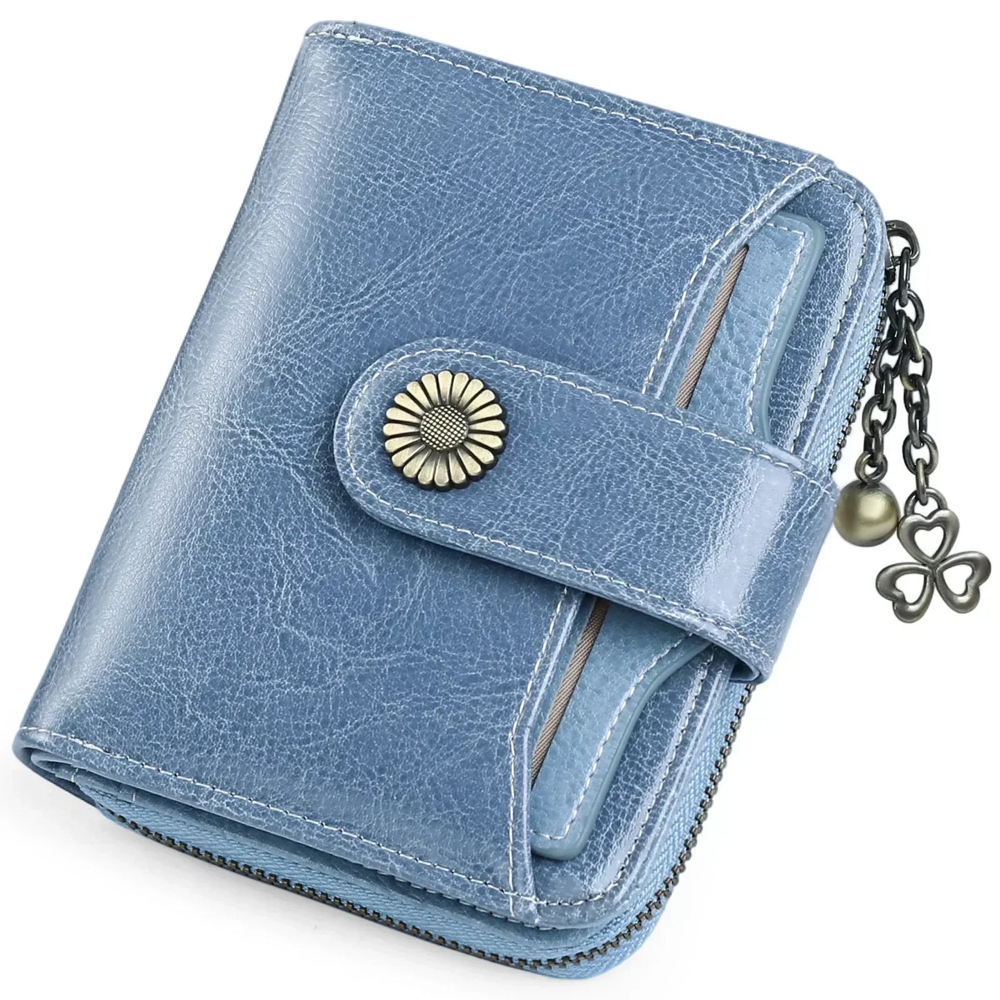 Genuine Leather Short Wallet for Women — Slim Hasp & Zipper Mini Purse, Portable Coin & Card Holder