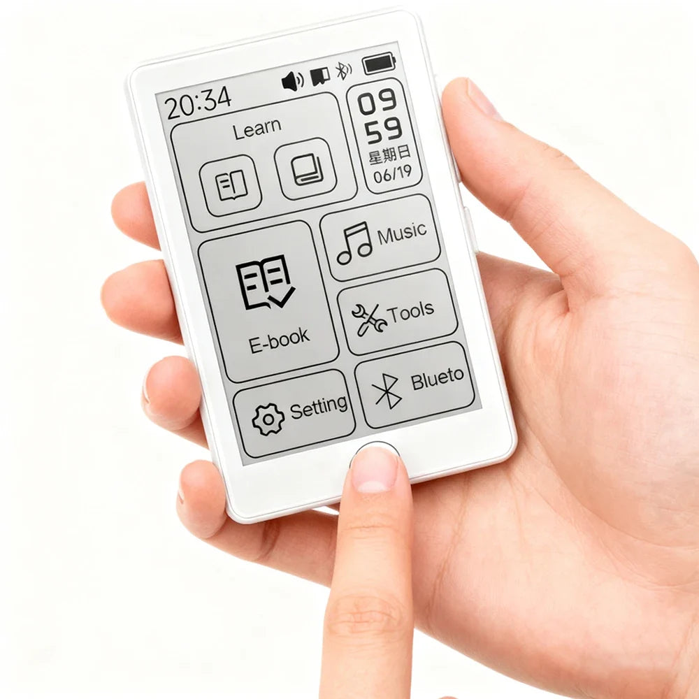 Famue BF07 E-Ink MP3 Player - 2.7" Mini E-Book Reader with Bluetooth 5.4 and FM Radio