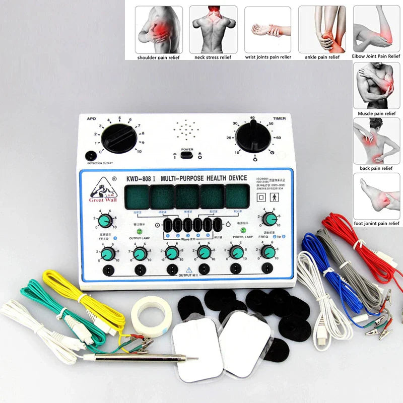 Electric Acupuncture Stimulator Machine — 6-Channel Digital Electro Therapy Massager with Patch Care Kit