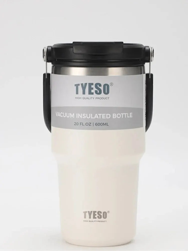 Tyeso Double-Layer Insulated Coffee Cup – Large Capacity Portable Stainless Steel Ice Cream Cup