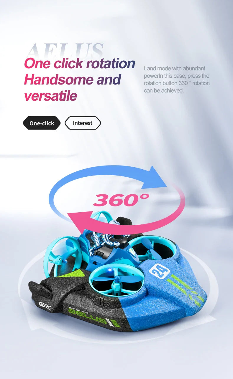 4DRC Mini RC Drone – 3-in-1 Sea, Land & Air Quadcopter with Altitude Hold, Headless Mode & 2.4G Remote Control Helicopter Toy