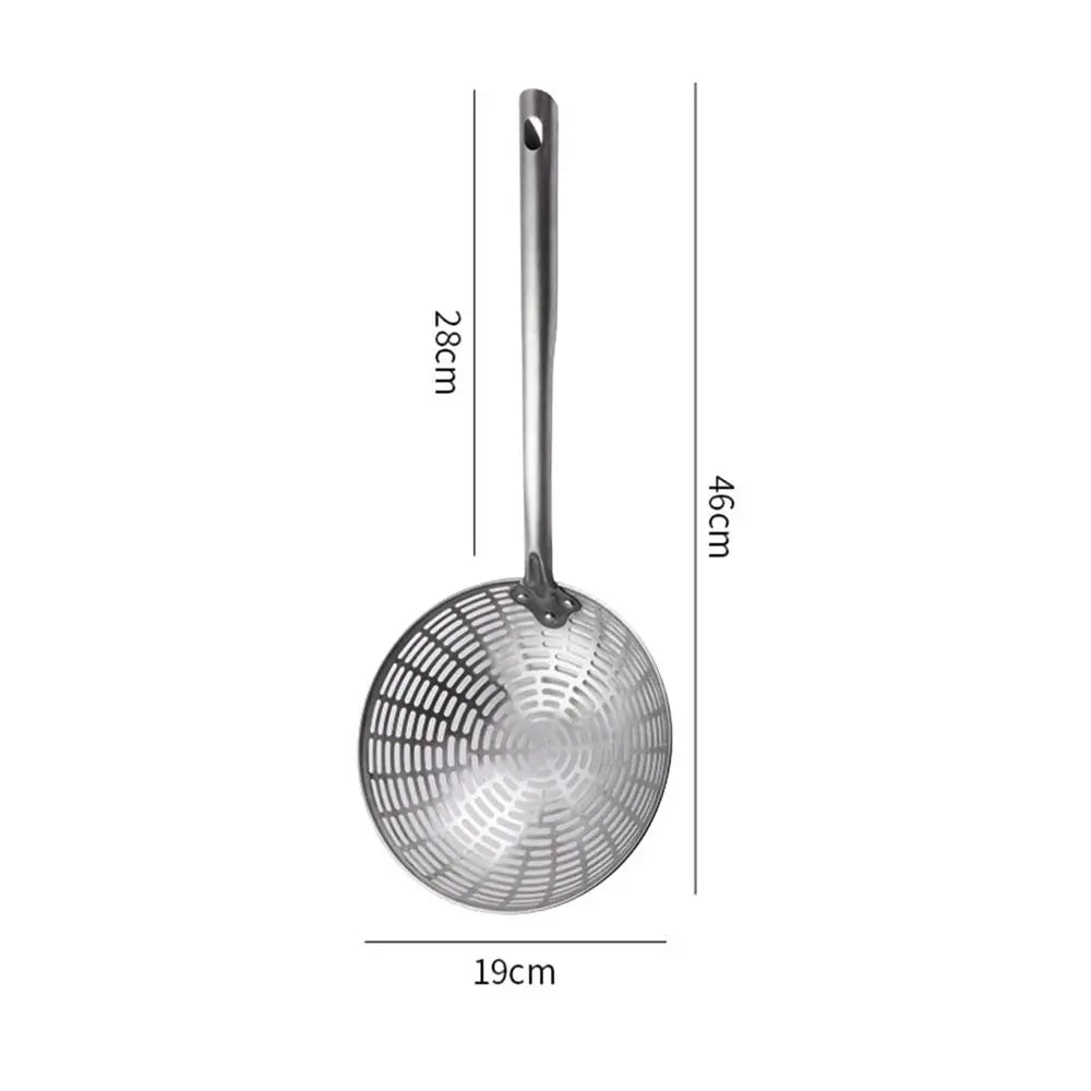 Stainless Steel Colander with Long Handle – Oil Frying Food Net Sieve & Leaky Spoon Kitchen Tool for Cooking