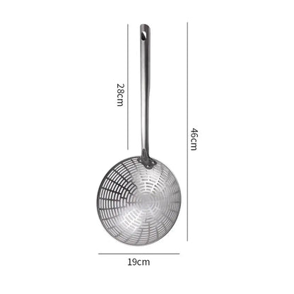 Stainless Steel Colander with Long Handle – Oil Frying Food Net Sieve & Leaky Spoon Kitchen Tool for Cooking
