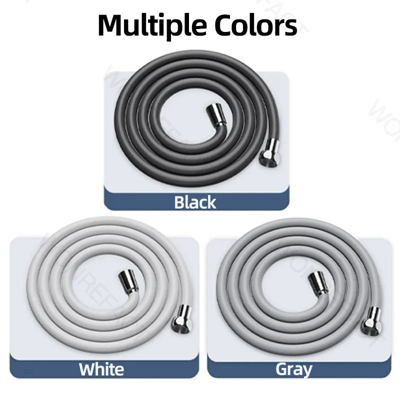 Bathroom Silicone Shower Hose — Flexible, Anti-Kink, Explosion-Proof High-Toughness Shower Tube