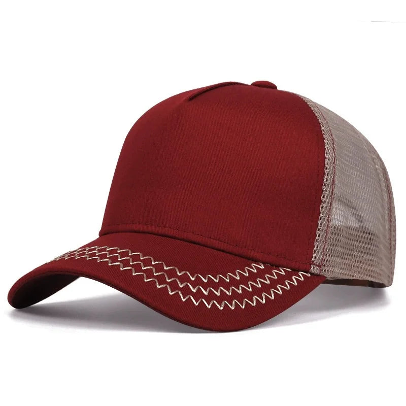Lightweight Mesh Baseball Cap - Solid Color Breathable Summer Sun Hat for Men & Women