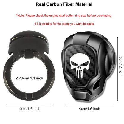 Skull Car Push Start Button Cover – Aluminum Alloy Carbon Fiber Anti-Scratch Engine Starter Protector