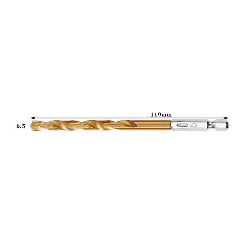 Hexagonal Handle 13-Piece Titanium Twist Drill Bit Set, 1.5-6.5mm Electric Drill and Screwdriver Reaming Tool