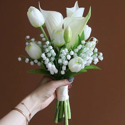 5PCS White Artificial Calla Lily Flowers – Silk Tulip Bouquet for Wedding, Home Decor & DIY Crafts