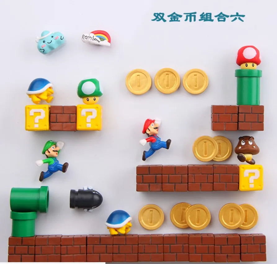 Japan Game Figure Super Mario Bros Fridge Magnets – Luigi, Yoshi, Toad Mini Figurines & Refrigerator Stickers Ornament