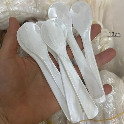 Mother of Pearl Shell Spoon 9-13CM — Natural Seashell Stirring Spoon for Coffee & Desserts