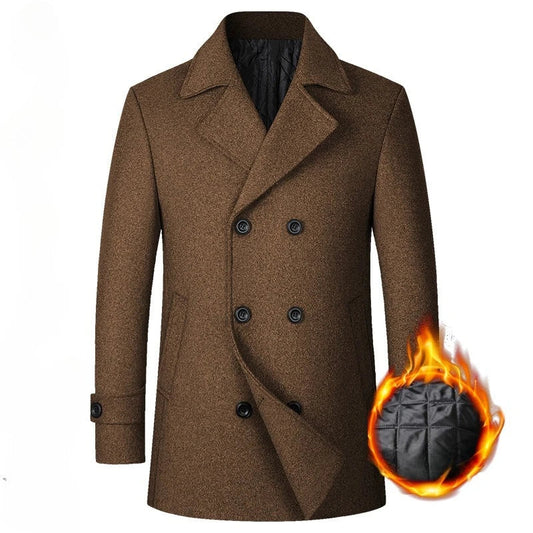 Men’s Double Breasted Wool Blend Winter Coat – Thick Warm Long Trench Overcoat (EU Sizes)