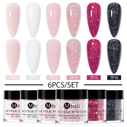 Nail Crystal Powder Kit – Acrylic Liquid Set with Pink & White Powder, Nail Brush for Extension & Carving, Beginner Set