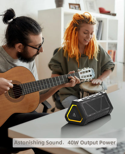MLOVE P3 40W Bluetooth Speaker – Outdoor, IPX7 Waterproof, Stereo Sound, Bluetooth 5.3, RGB Lights, Micro SD Slot