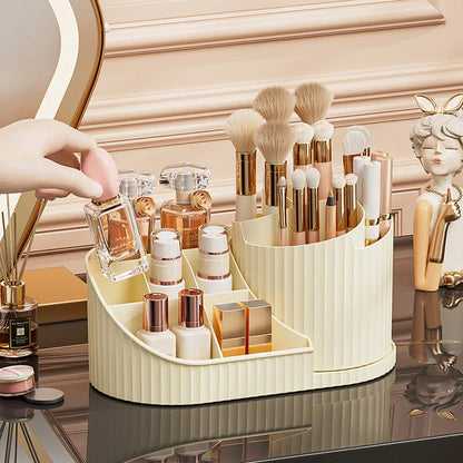 360° Rotating Makeup Organizer - Desktop Cosmetic Storage Display for Lipstick & Brushes
