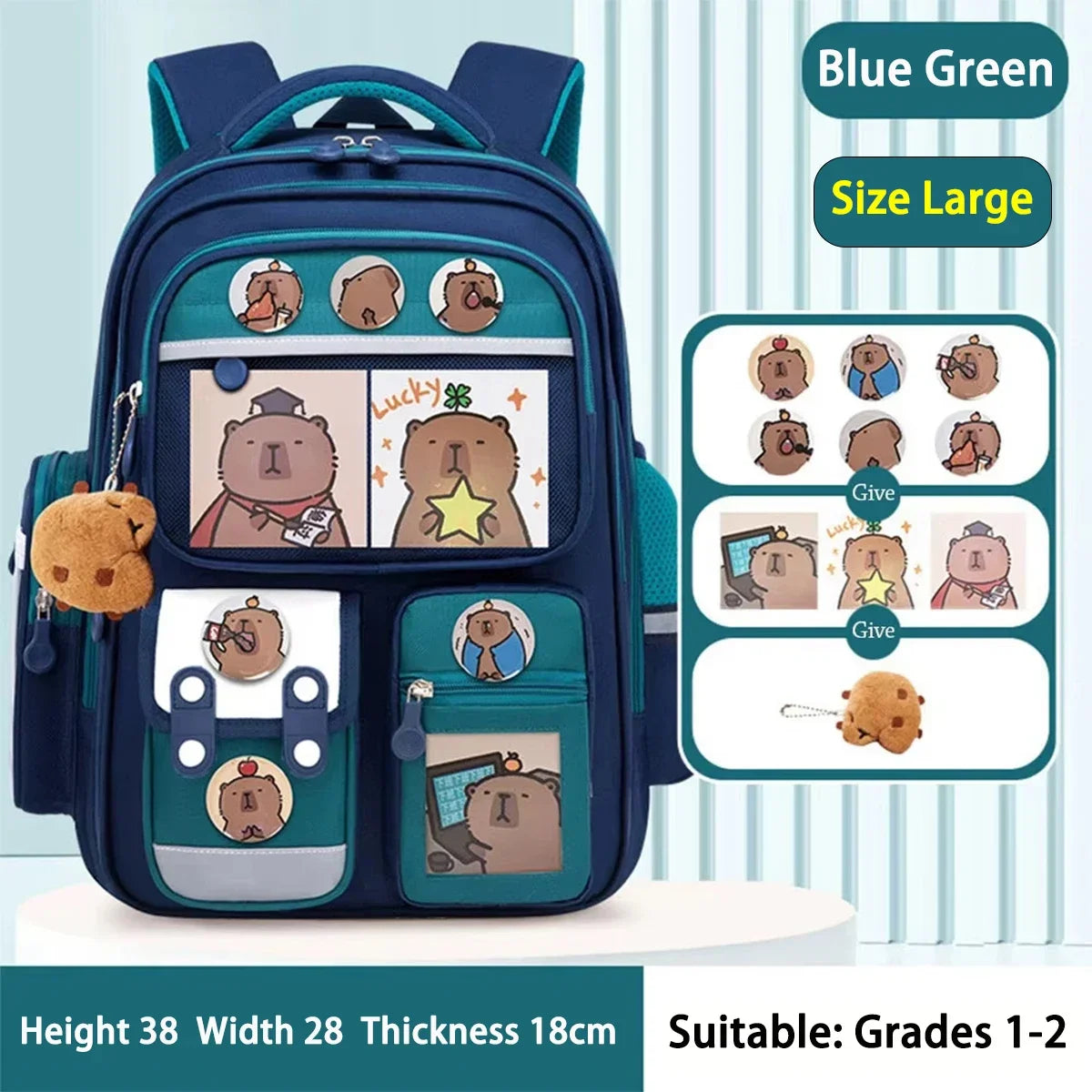 Capybara Waterproof School Backpack | Large Capacity, Ergonomic Straps for Students, Spine-Friendly Gift Bag