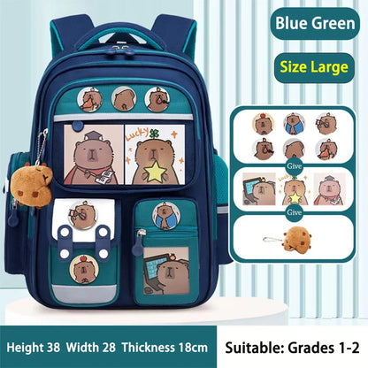 Capybara Waterproof School Backpack | Large Capacity, Ergonomic Straps for Students, Spine-Friendly Gift Bag