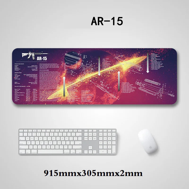 Gun Cleaning Mat Mouse Pad — Armorers Bench Mat with Parts Diagram & Instructions for AR15, AK47, GL, 1911