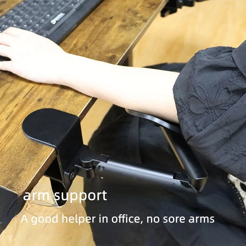 Metal Ergonomic Arm Rest Wrist Support - Adjustable Mouse Pad Armrest Bracket for Computer, Home Office, and Console