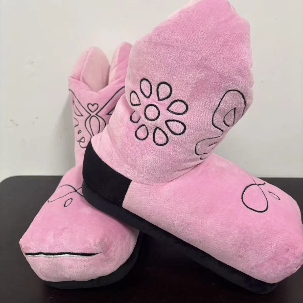 Cowboy Boot Slippers - Plush Western-Style Fuzzy House Boots for Adults