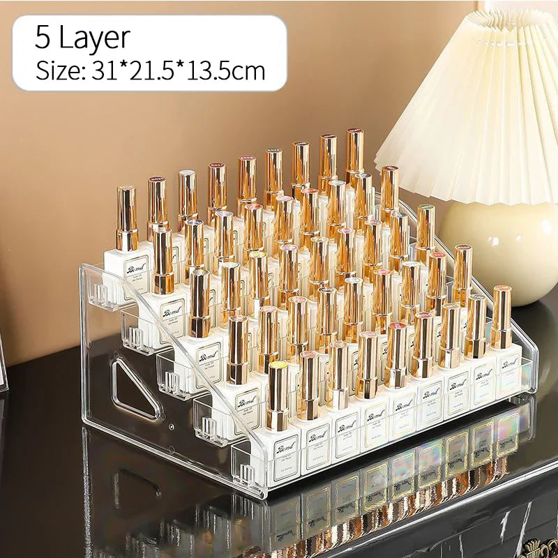 Multi-Layer Acrylic Nail Polish Display Rack – 3/4/5/6/7 Tier Transparent Organizer