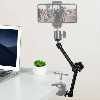 7"/11" Articulating Magic Arm with Super Clamp – DSLR Camera Rig Mount for Monitor, LED Light & Video Accessories