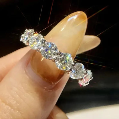FEOBUR 7ct 5mm Moissanite Ring – Certified 925 Sterling Silver Full Diamond Engagement & Wedding Eternity Band for Men & Women