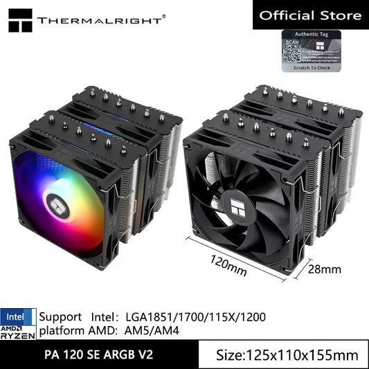 Thermalright Peerless Assassin 120 SE V2 CPU Air Cooler – Dual Tower Radiator with 120mm Fan, Supports Intel LGA1851/1700 & AMD AM5/AM4 High Performance Cooling