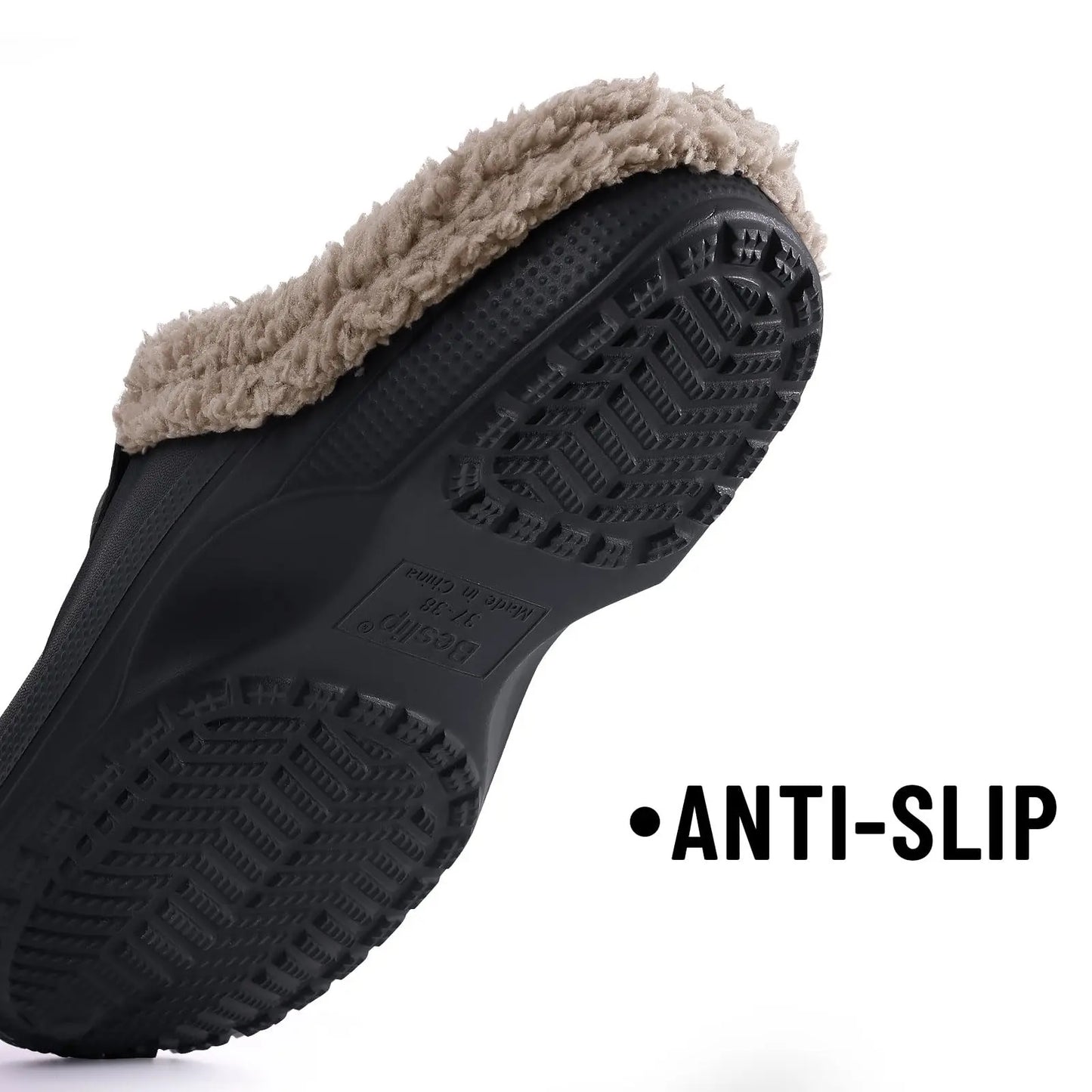 Kidmi Fur Clogs for Women and Men - Fashion Fuzzy Garden Shoes, Outdoor Waterproof House Shoes, Winter Antiskid Work Footwear