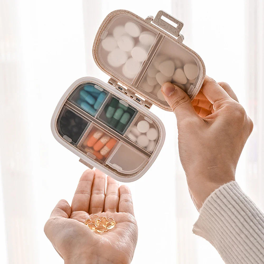8-Compartment Travel Pill Organizer – Moisture-Proof Pill Case, Portable Medicine & Vitamin Holder for Purse