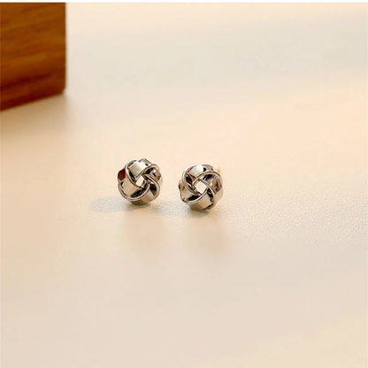 Gold Twisted Flower Stud Earrings – Creative Small Metal Jewelry for Women