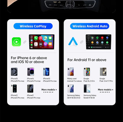 2025 Upgrade Wireless CarPlay & Android Auto AI Box – Dual-Band WiFi Bluetooth Auto Connect for iPhone & Android