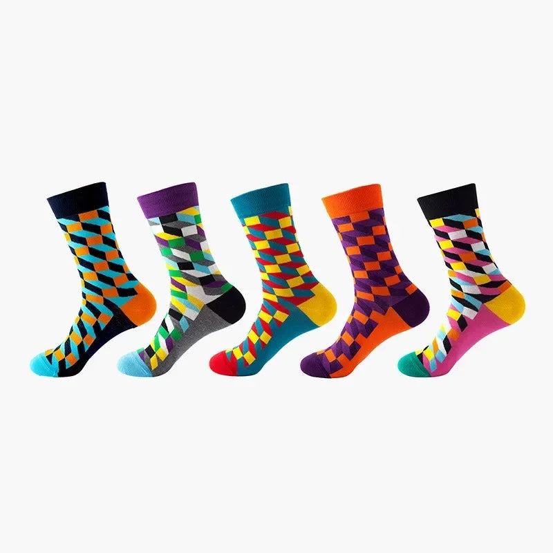 Men's Cotton Dress Socks 5-Pair Pack - Funny Casual Novelty Crew Socks Gift Set