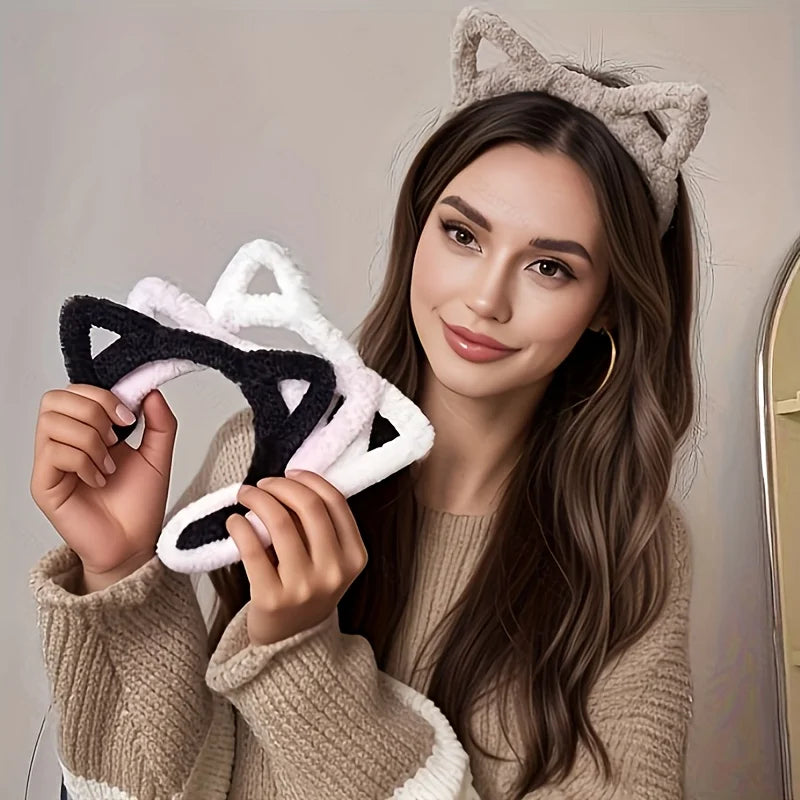 Cat Ear Plush Headband - Cute Large-Size Hair Accessory for Women, Party Dress-Up and Everyday Wear